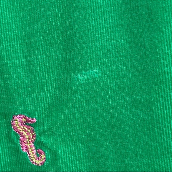 LILY PULITZER / Green with Pink Seahorse Corduroy Wide Leg Crop Pants Size 4 - Picture 12 of 12